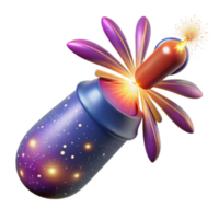 Celestial Capsule Explosion 3D Render of Galactic Fireworks png