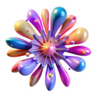Abstract Colorful 3D Flower, Glossy Petals, Iridescent png