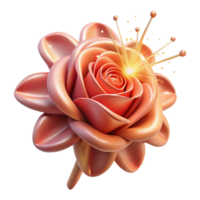 Glowing Rose 3D Render of a Sparkling Flower png