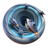 Spaceships Entering Vortex Futuristic Sci-Fi Illustration png