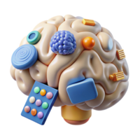 Cognitive Processes A 3D Brain Model Illustrating Memory Thinking png