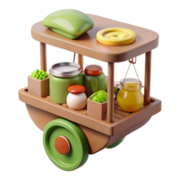 Wooden Cart with Jars, Produce, and Honey png