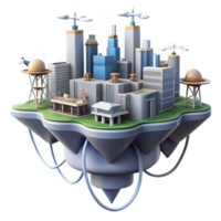 Floating City Urban Design, Sustainable Structures, and Drone Integration png
