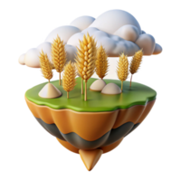 Floating Island with Wheat and Clouds png