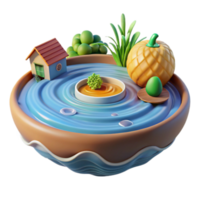 Miniature 3D Render of Calm Island Scene png