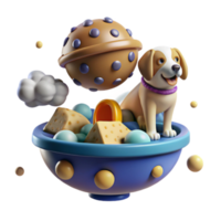 Playful Pup in a 3D Toy Bowl png