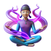 Serene Figure in Lotus Pose with Flowing Energy png