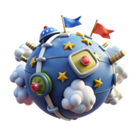 Whimsical 3D Render of a Toy Planet png