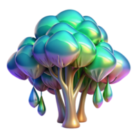 Iridescent Tree Abstract 3D Render of a Fantasy Tree png