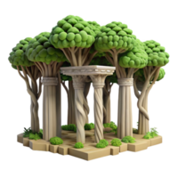 Enchanted Grove Ancient Columns Lush Trees png