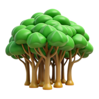 Cartoon Lush Green Forest, Cluster of Trees, 3D Render png