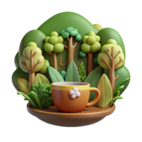 Natures Brew A Serene 3D Render of Coffee in a Forest png