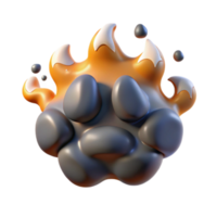Fiery Paw Print Abstract 3D Render png