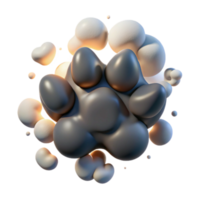 Abstract Paw Print in 3D Render Glowing Bubbles png