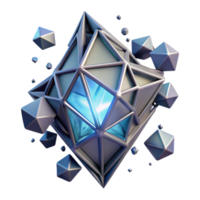 Geometric Crystal 3D Render of Shattering Structure png