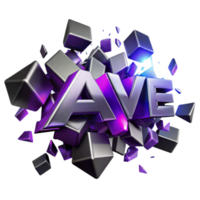 3D Text Effect AVE Exploding Cubes Design png