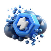 Fast Cloud Data Transfer Hexagon Arrow Icon in 3D png