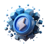 Fast Forward 3D Blue Arrow in Exploding Cube Design png