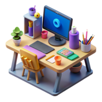 Modern Home Workspace Setup Desk, Computer, and Accessories png