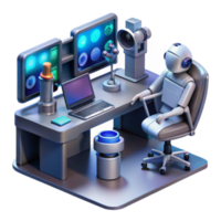 Robot at Workstation with Advanced Technology png
