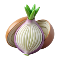 3D Render of a Cut Onion with Sprout png