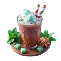 Mint Chocolate Ice Cream Drink with Whipped Cream png