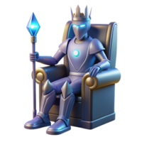 Robotic King on Throne with Scepter png