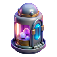 Futuristic Orb Container 3D Render of Illuminated Sphere Dispenser png