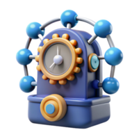 Atomic Clock Mechanism 3D Render of Timekeeping Device png
