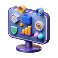 Data Visualization Abstract 3D Monitor Display png