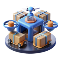 Drone Delivery System Automated Package Sorting and Transport png