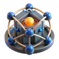 Abstract Network Core 3D Model of Interconnected Spheres and Cubes png