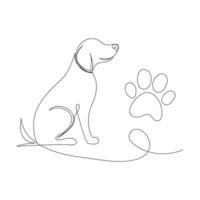 Paw prints. Hand drawn background footprint pet, dog or cat. continuous line. vector