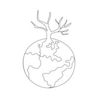 Earth day One continuous line drawing a plant that grows on the earth to keep it green Earth day minimalist concept simple line vector