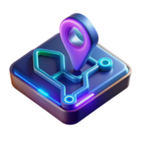 Neon Navigation Interactive 3D Map Location Pin png