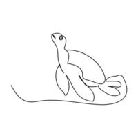 Turtle icon continuous one line drawing outline vector