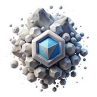 Abstract 3D Hexagon with Crystalline Structure png