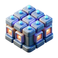Abstract 3D Cube Structure with Lights and Buttons png