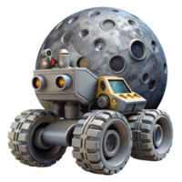 Lunar Rover on Cratered Moon Surface png