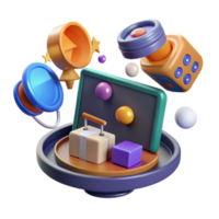 3D Colorful Toy Objects on Display png