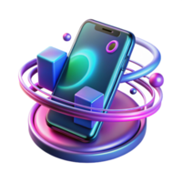 Vibrant Smartphone Display with Abstract 3D Design png