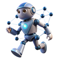 Friendly Robot Running Through Network png
