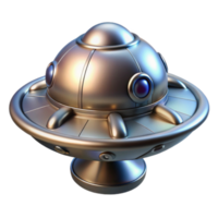 Metallic Spaceship 3D Render of Futuristic UFO png