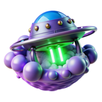UFO Landing 3D Render of Spaceship on Orb png