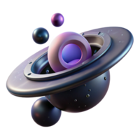 Abstract 3D Render Cosmic Sphere and Ring System png