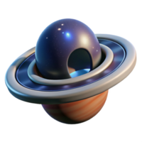 Cosmic Sphere with Ring System 3D Render png