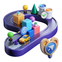 3D Colorful Road Map Journey of Secure Data Transfer png