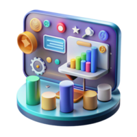 Data Visualization Colorful Charts 3D Graphs for Business Insights png