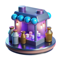 3D Render of a Milk and Marshmallow Stand png