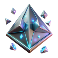 Geometric Pyramid 3D Render of Luminous Crystal Structure png